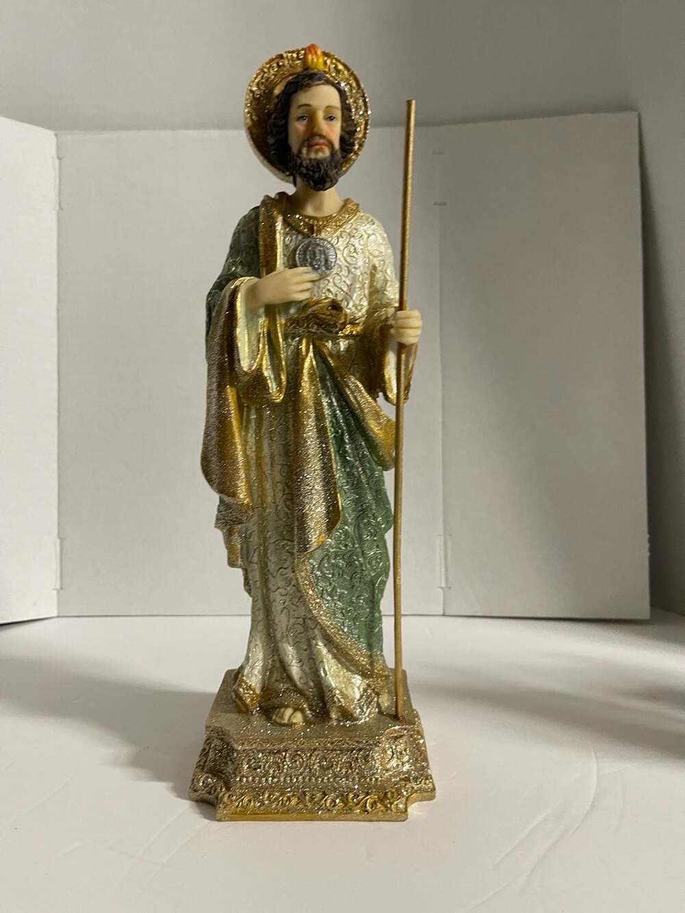 St. Jude Thaddeus 12" Glitter Resin Statue - San Judas Tadeo Patron Saint of Los